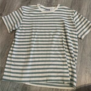 Green white striped shirt